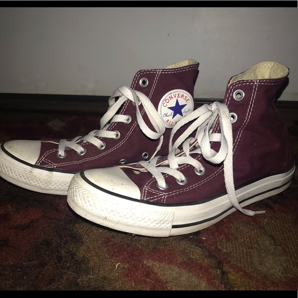 Maroon High Top Converse - Picture 2 of 5